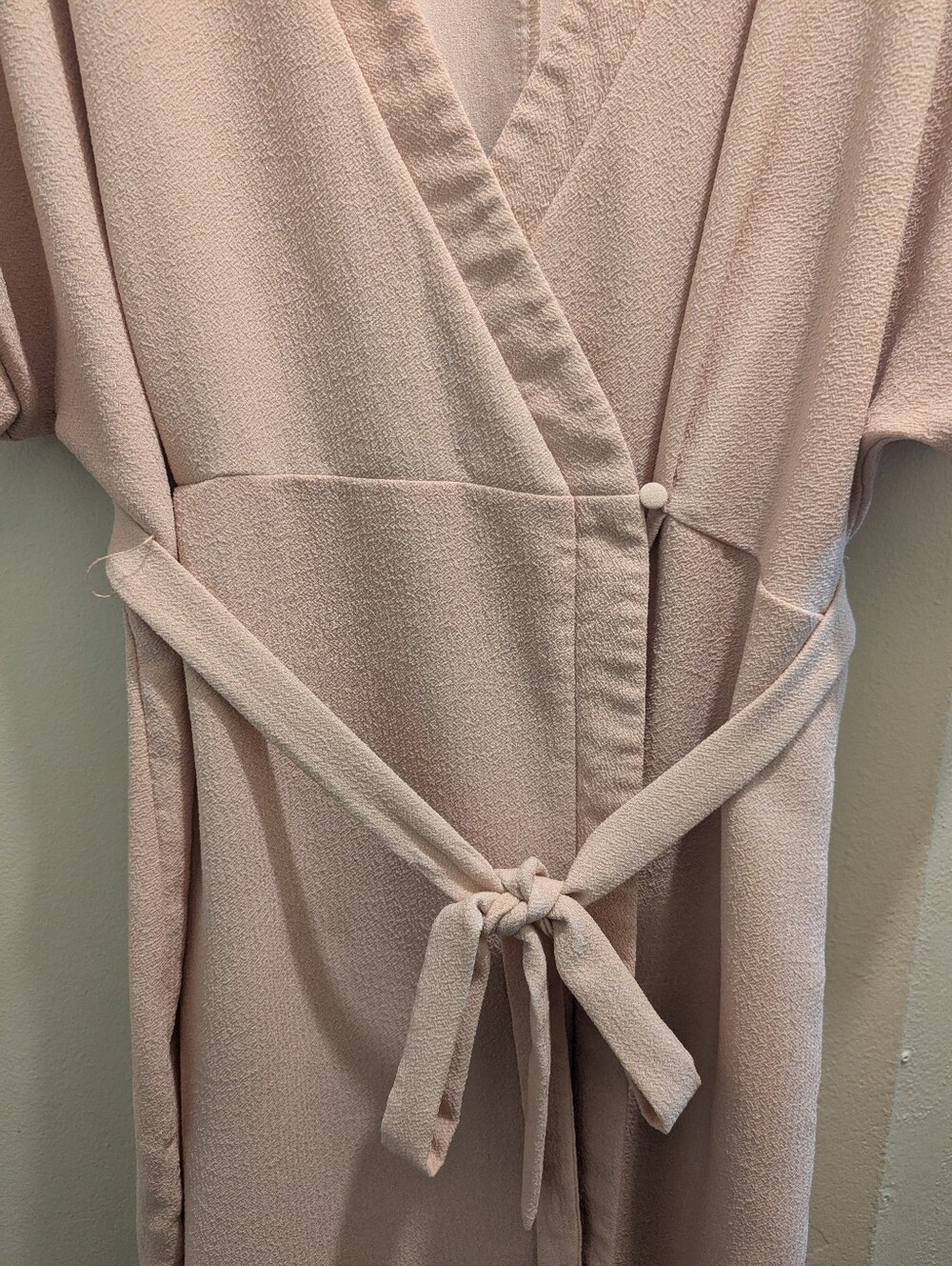 ASOS Closet London Kimono Wrap Tie Dress Blush Pink Midi Short Sleeve- 16 - Picture 10 of 16